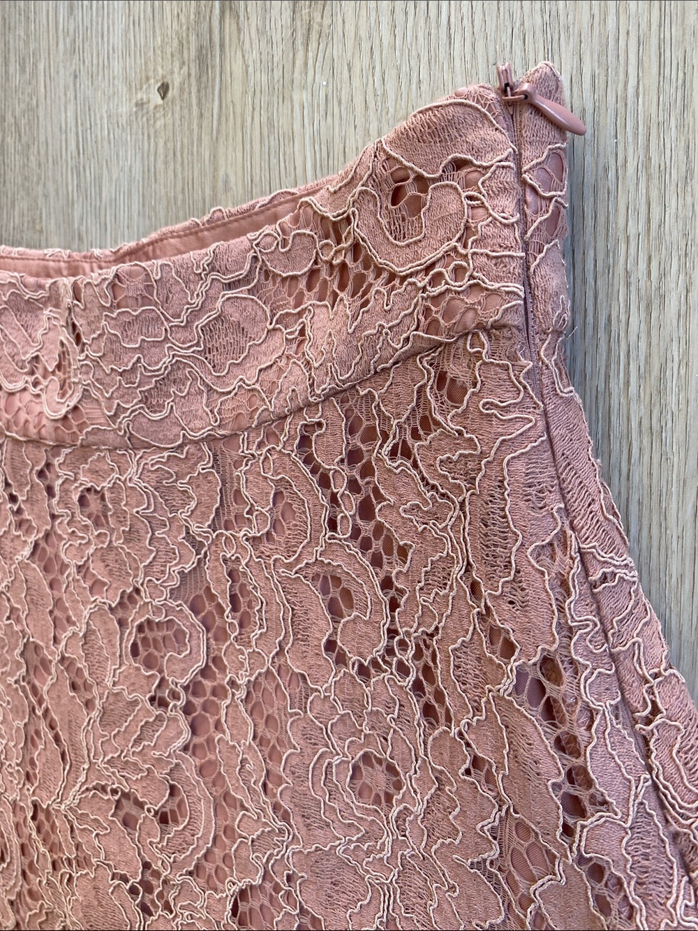 Zara Dusty Rose Floral Lace Midi Skirt NWT Size M Romantic A-Line - Picture 4 of 10